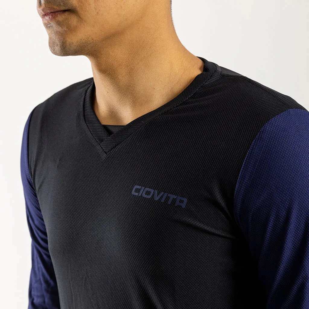 Ciovita Mens  AR Long Sleeve Trail Tee- Black/ Navy - Image 6
