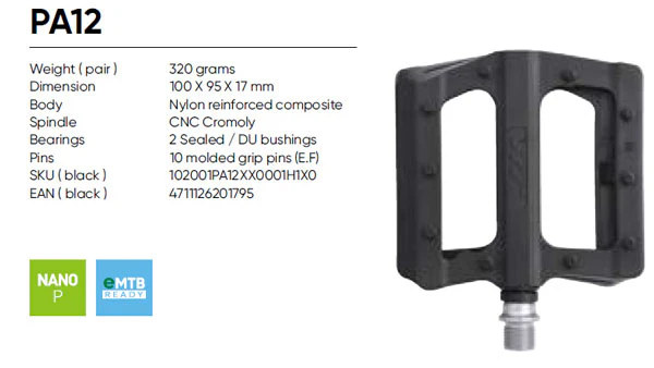 HT Pedals PA12- Black - Image 2