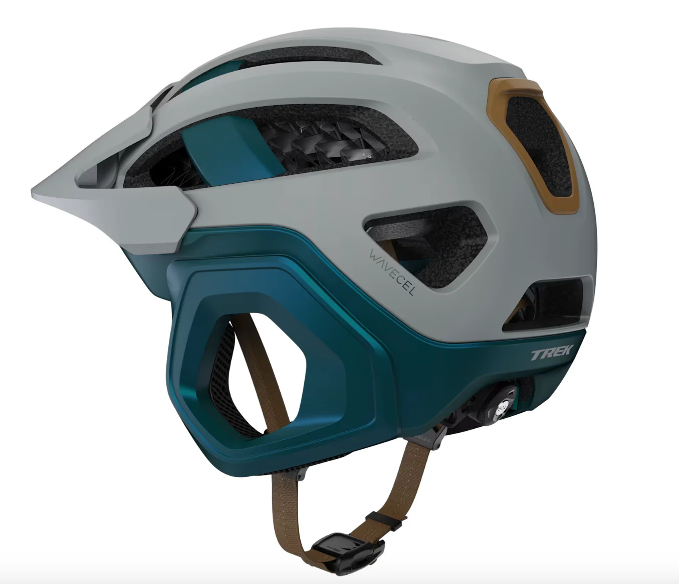 Trek Blaze WaveCel Mountain Bike Helmet - Matte Gravel/ Dark Aquatic - Image 2