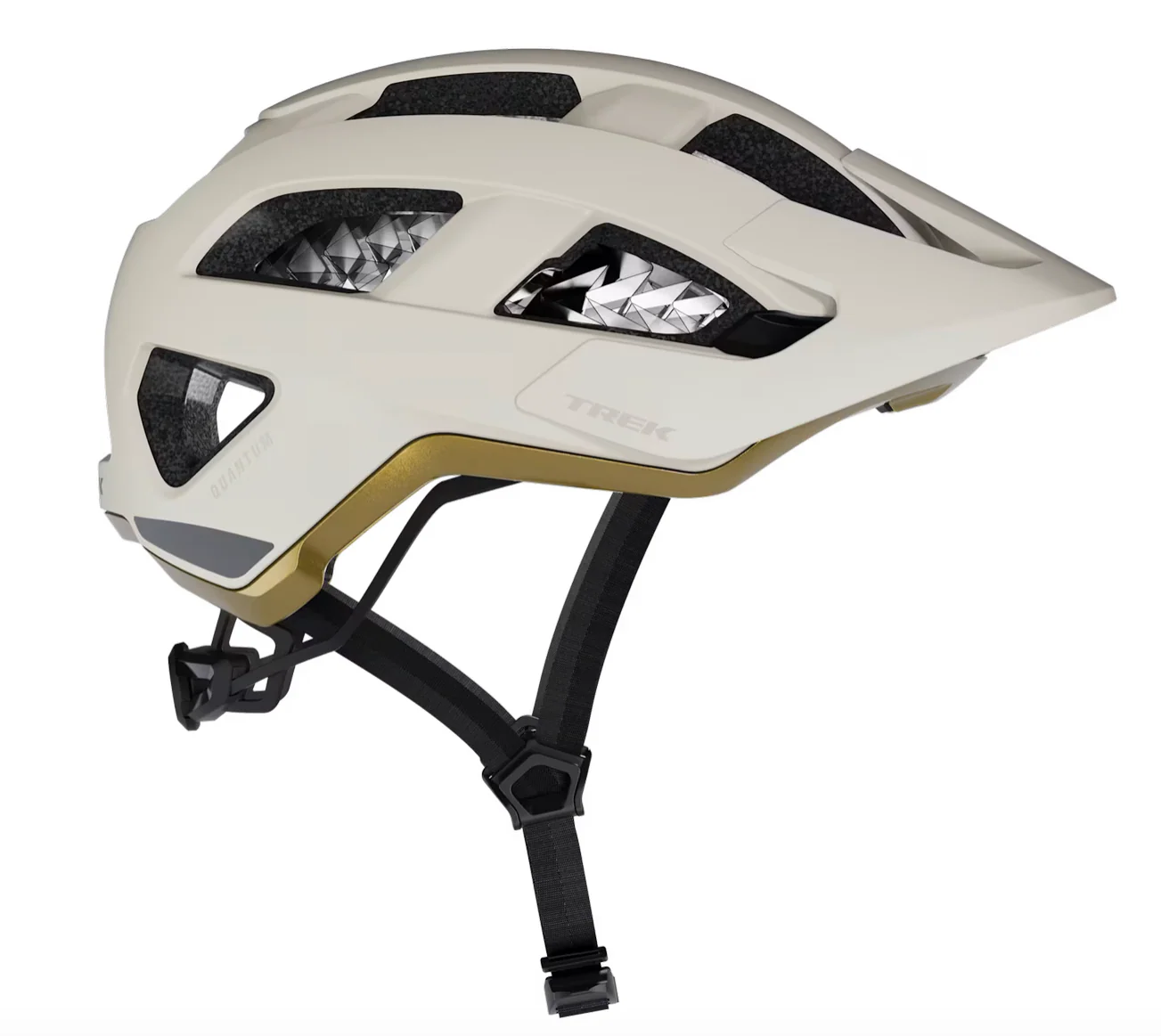Trek Quantum WaveCel Mountain Bike Helmet-  Matte White/ Old style Gold - Image 3