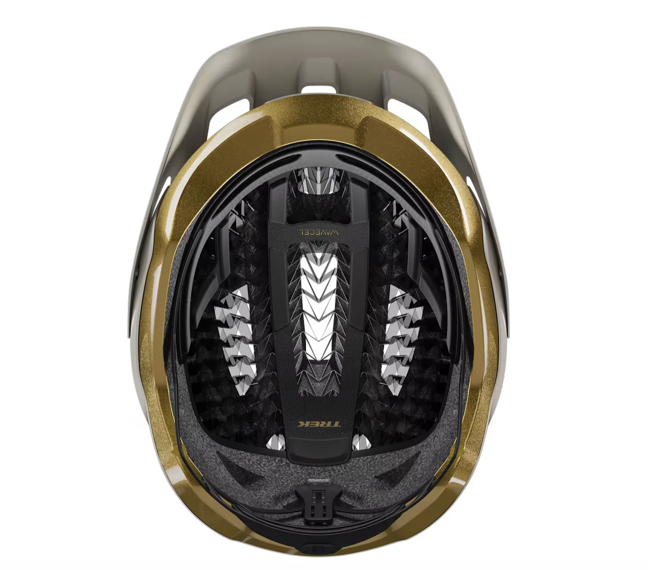 Trek Quantum WaveCel Mountain Bike Helmet-  Matte White/ Old style Gold - Image 5